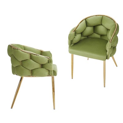 CAVINAS Velvet Upholstered Accent Chair with Gold Legs,Modern Arm Chairs for Bedroom,Reading Room,1pc/2pc