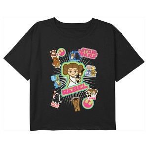 Girl's Star Wars Rebels Cute Stickers Crop T-Shirt - 1 of 3