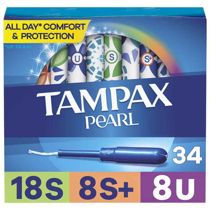Tampax Pearl Triple Pack with Super/Super Plus/Ultra Absorbency Unscented Plastic Tampons - 34ct, 1 of 14