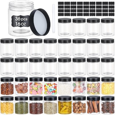 36PCS 8OZ Plastic Jars with Screw On Lids, Refillable Empty Round Containers