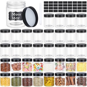 36PCS 8OZ Plastic Jars with Screw On Lids, Refillable Empty Round Containers - 1 of 4