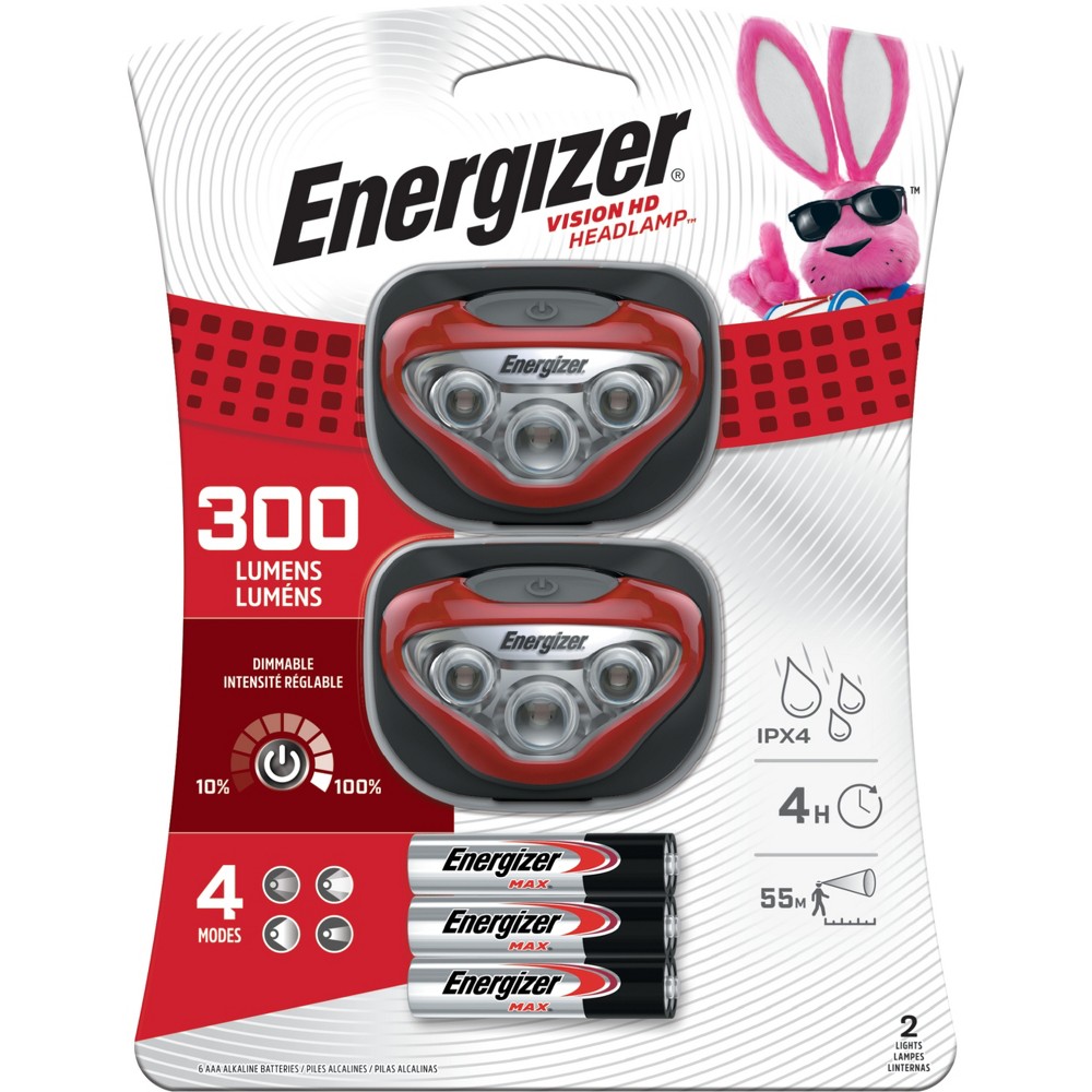 Photos - Torch Energizer 2pk 300 Lumen Vision HD Headlamps 