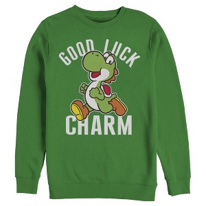 Men's Nintendo Super Mario Yoshi St. Patrick's Good Luck Charm Sweatshirt - 1 of 3