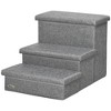 PawHut 3-StepsPet Stairs with Storage, Dog Steps for Couch, Bed, Pet Steps for Injured Pet, Older Pets, Small Cats, gray - 4 of 4