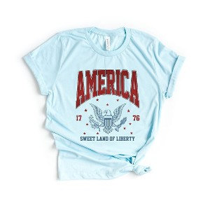 Simply Sage Market Women's America Land Of Liberty Eagle Short Sleeve Graphic Tee - 1 of 3