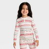 Toddler "Let it Snow" Fair Isle Cozy Knit Long Sleeve Shirt and Pants Holiday Matching Family Pajama Set - Wondershop™ Cream - 3 of 4