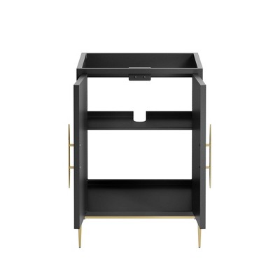 Modway Black and Gold 24" Single Bathroom Vanity Cabinet