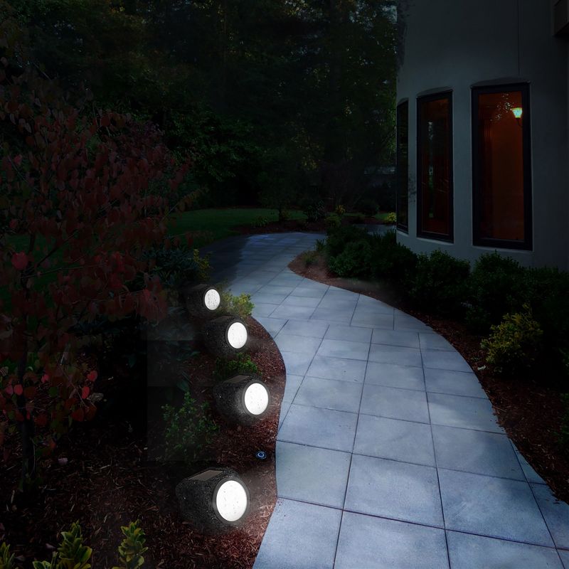 Pure Garden LED Solar Rock Landscaping Lights - Set of 4, 6 of 8
