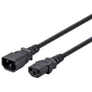 Monoprice 3-Prong Extension Cord - 10 Feet - Black | IEC 60320 C14 to IEC 60320 C13, 18AWG, 10A, 125V - 1 of 4