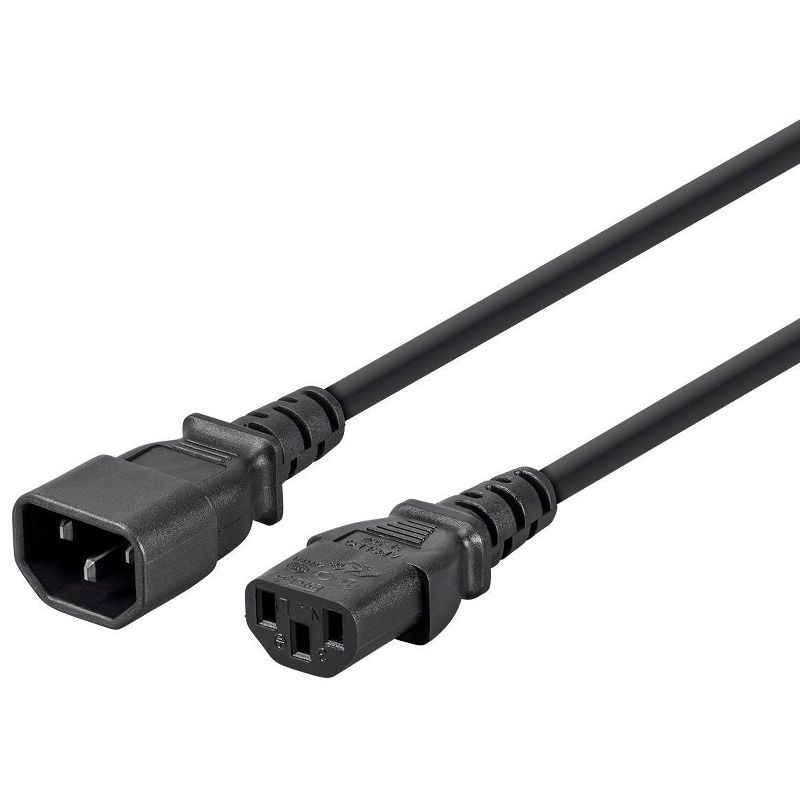 Monoprice 3-Prong Extension Cord - 6 Feet - Black | IEC 60320 C14 to IEC 60320 C13, 18AWG, 13A, 125V, 1 of 7