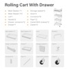 YIGII 4 Tier Rolling Utility Cart with Drawer,REBECAT Utility Cart Made of Multifunctional Storage Organizer Tool for Kitchen,Bathroom,Office(White) - 4 of 4
