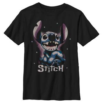 Boy's Lilo & Stitch Distressed Checkerboard Stitch T-shirt - Black - X ...