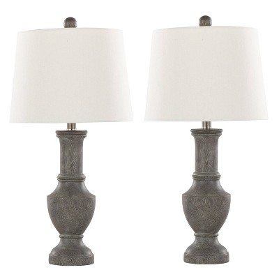 LumiSource (Set of 2) Chateau 26" Contemporary Table Lamps: UL Listed, Beige Drum Shade