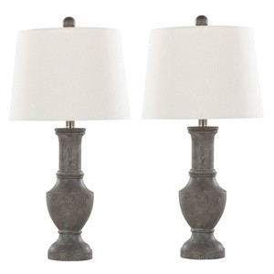 LumiSource (Set of 2) Chateau 26" Contemporary Table Lamps: UL Listed, Beige Drum Shade - 1 of 4