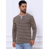 INSPIRE CHIC Men's Casual Long Sleeve Contrasting Colors Striped Henley T-Shirts - 4 of 4