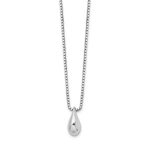 Black Bow Jewelry Diamond 3D Teardrop Necklace in Rhodium Plated Silver, 18-20 Inch - 1 of 4