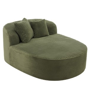 Whisen Corduroy Chaise Lounge Sofa & Sofa Bed & Compression Sofa Couch with Two Supportive Pillows - 1 of 4