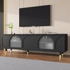 YOOCOZZ Stylish Style TV Stand for TVs Up to 78'' with Adjustable Shelves, Gold Handles and Arch Fluted Glass Doors - 3 of 4