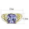 Slickblue Women's Stainless Steel Ring with IP Gold Finish and Light Amethyst CZ Center, Size 5-10 - 2 of 4