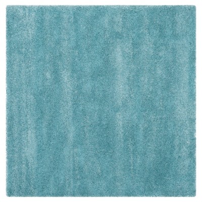 Aqua Blue Solid Shag/Flokati Loomed Square Area Rug - (5'1"X5'1") - Safavieh