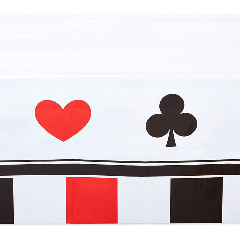 Sparkle and Bash 3 Pack Casino Plastic Tablecloth for Poker Party (54 x 108 in, White), 4 of 8