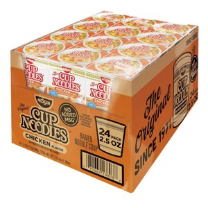 24 Pack Nissin Cup Noodles Ramen Noodle Soup, Chicken Flavor 2.25 Ounce - 1 of 4