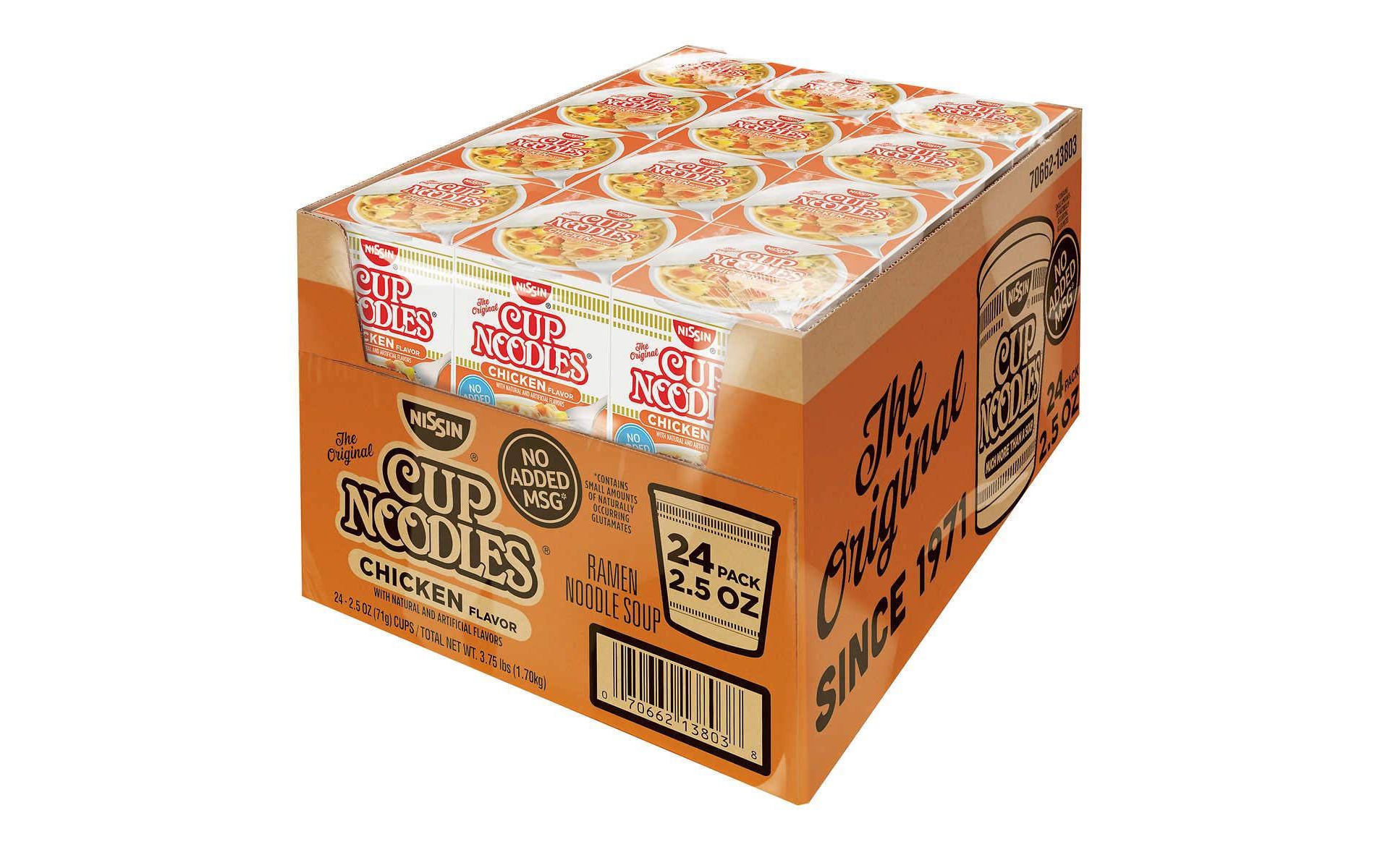 24 Pack Nissin Cup Noodles Ramen Noodle Soup, Chicken Flavor 2.25 Ounce