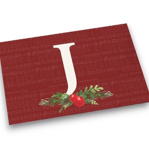 Personalization Mall Nostalgic Noel Burgundy Doormat, 18 x 27 - 1 of 1