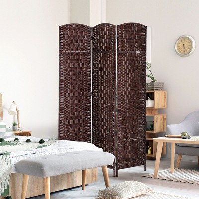 NicBex 6' Tall 3-panel Room Divider for Home, Wicker Weave Divider for Room Separation, for Home & Office, Brown