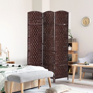 NicBex 6' Tall 3-panel Room Divider for Home, Wicker Weave Divider for Room Separation, for Home & Office, Brown - 1 of 4