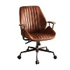 APRILSOUL Brancaster Cocoa Aluminum Top Grain Leather Executive Office Chair Adjustable Height Swivel High Back Wooden Arms - 4 of 4