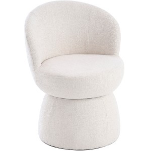 YOUNIKE Swivel Makeup Vanity Chair Boucle Fabric Barrel Accent Chair Upholstered Dining Chair 22" Wide Sofa Chair for Dressing Nook - 1 of 4
