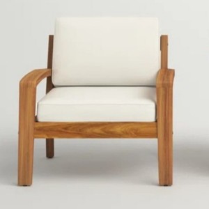 Single Outdoor Acacia Wood Patio Club Chair with Water-Resistant Cushions, Outdoor Chair with Slat Panel Design for Garden or Deck-Coolbibila - 1 of 4