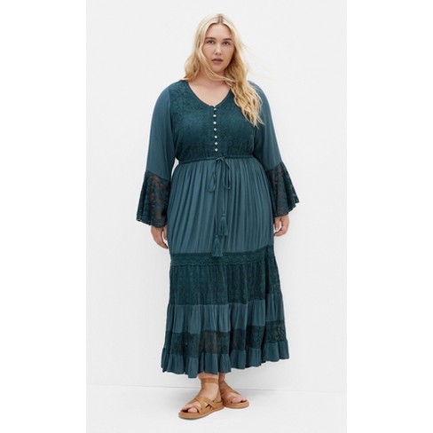 CITY CHIC Women s Plus Size Tisha Lace Maxi Dress aegean 20W