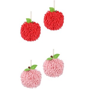 REGALWOVEN Soft Absorbent Fluffy Chenille Ball Bathroom Hand Towels with Wall Hook 4 Pack - 1 of 4