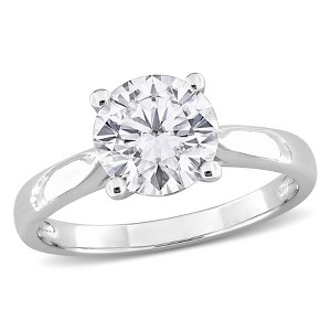 EVERLY JEWELRY | Sterling Silver 1 4/5 CT DEW Round-cut Created White Moissanite Solitaire Ring - 1 of 4