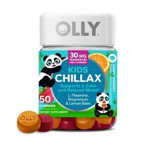 OLLY Kids Chillax Gummy Supplement, Magnesium, L-Theanine, Sherbet Flavor, 50 Ct - 1 of 4