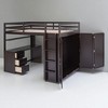 Full Size Loft Bed with Desk, Drawers, Wardrobe, Shelves, and Guardrails, Space-Saving Pine Wood Frame - 4 of 4