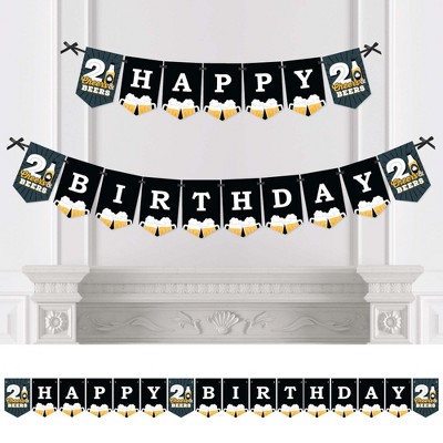 Big Dot of Happiness Cheers and Beers to 21 Years - Birthday Party Bunting Banner - Birthday Party Decorations - Happy Birthday