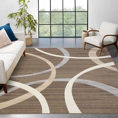 9x12 Washable Area Rug ¨C Modern Geometric Large Rug Non-Shedding, Living Room Carpet with Non-Slip Backing