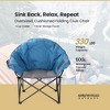 Arrowhead Outdoor Oversized Heavy-Duty Club Folding Camping Chair w/External Pocket, Cup Holder, Portable, Padded, Moon, Round, Bag (Ocean Blue) - 2 of 4
