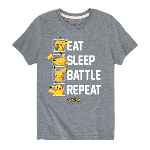 Boys' - Pokémon - Eat Sleep Battle Repeat Short Sleeve Graphic T-Shirt - 1 of 4