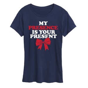 Women's - Instant Message - My Presence Is Your Present Christmas Short Sleeve Graphic T-Shirt - 1 of 4