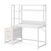Resenkos Computer Desk, Gaming Desk,60" Tall Computer Desk Writing Table with 2 Drawers and Storage Shelves,White - 4 of 4