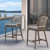 PURPLE LEAF Patio Sunbrella Bar Stools Set of 2 Handwoven Wicker Bar Height Stool Modern Aluminum Outdoor Wicker Barstools with Back and Cushion - 2 of 4