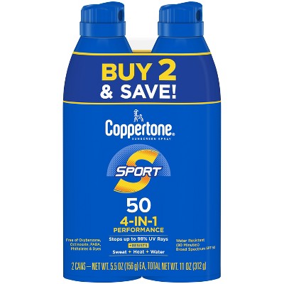 Coppertone Sport Sunscreen Spray - SPF 50 - 11oz - Twin Pack