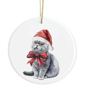 Lomsoe Cat Ornament Cat Mom Lady Lovers Christmas Xmas Ornaments Decor Funny Christmas Hanging Ceramic Ornament - 1 of 4