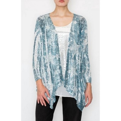 Women's Denim Star Sequin Cardigan - Origami