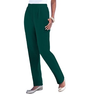 Roaman's Women's Plus Size Tall Straight Leg Soft Knit Pant - 1 of 4