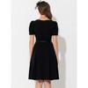 Allegra K Women's Elegant Work Belted Boat Neck Short Sleeve Midi Dresses - 4 of 4
